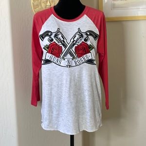 Handmade Candy Did It! Guns N Roses Red & White Baseball Tee Size Medium